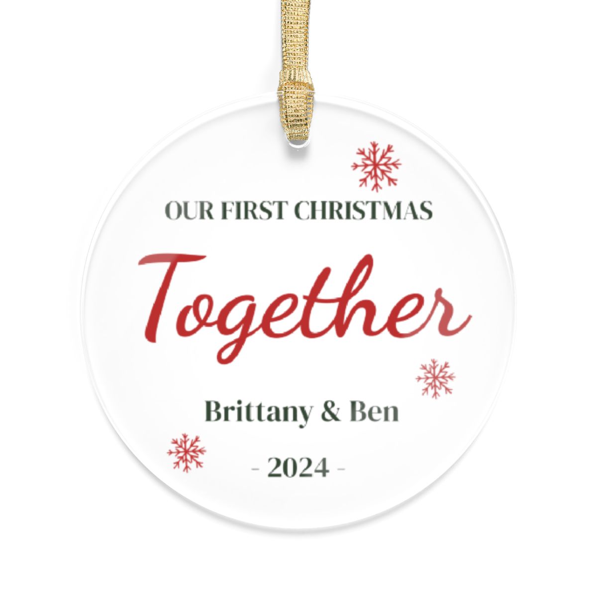 Our First Christmas Together Acrylic Ornament – Customizable with Names for a Lasting Keepsake