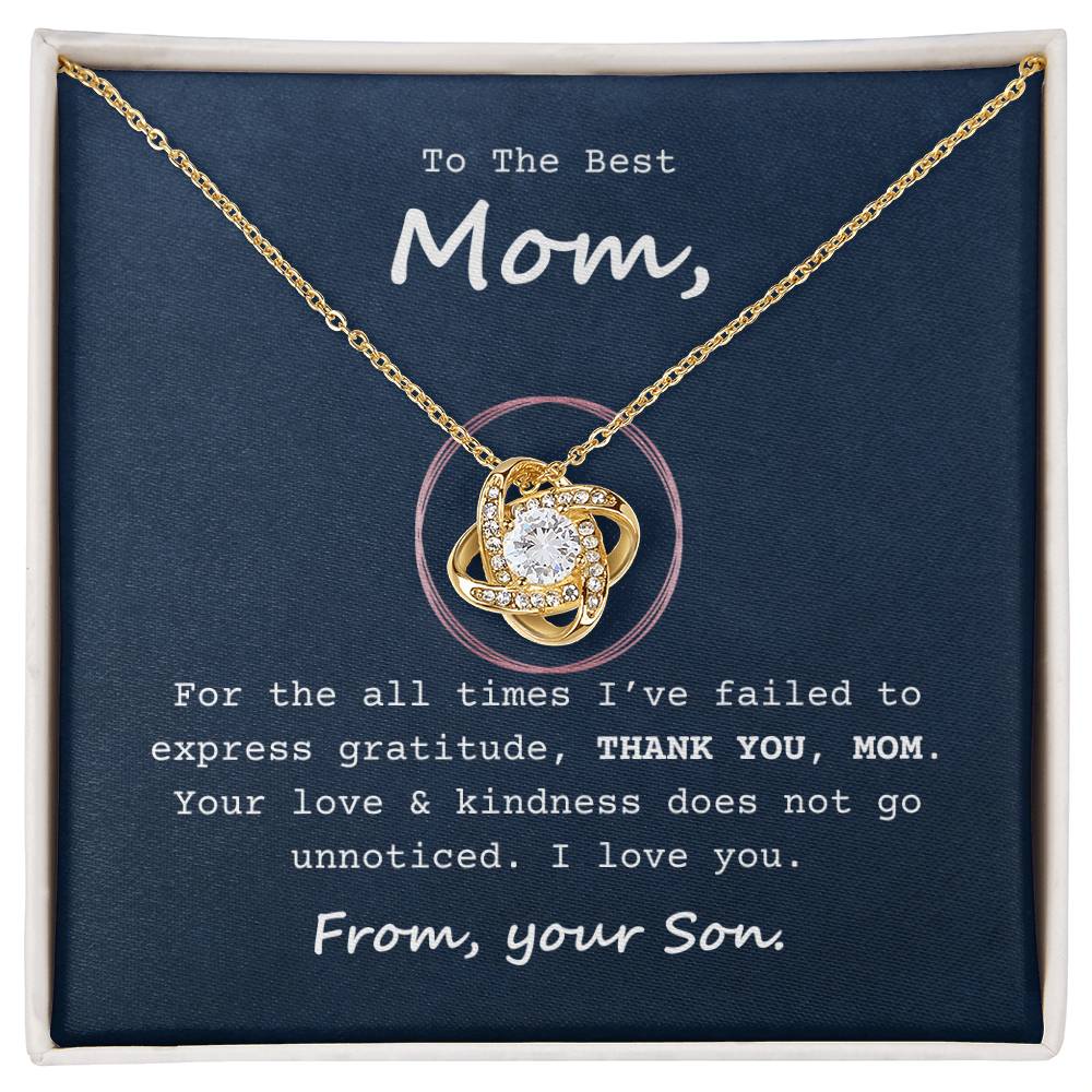 To My Mom Necklace with Message Card - Your Love Does Not Go Unnoticed - Gift From Son