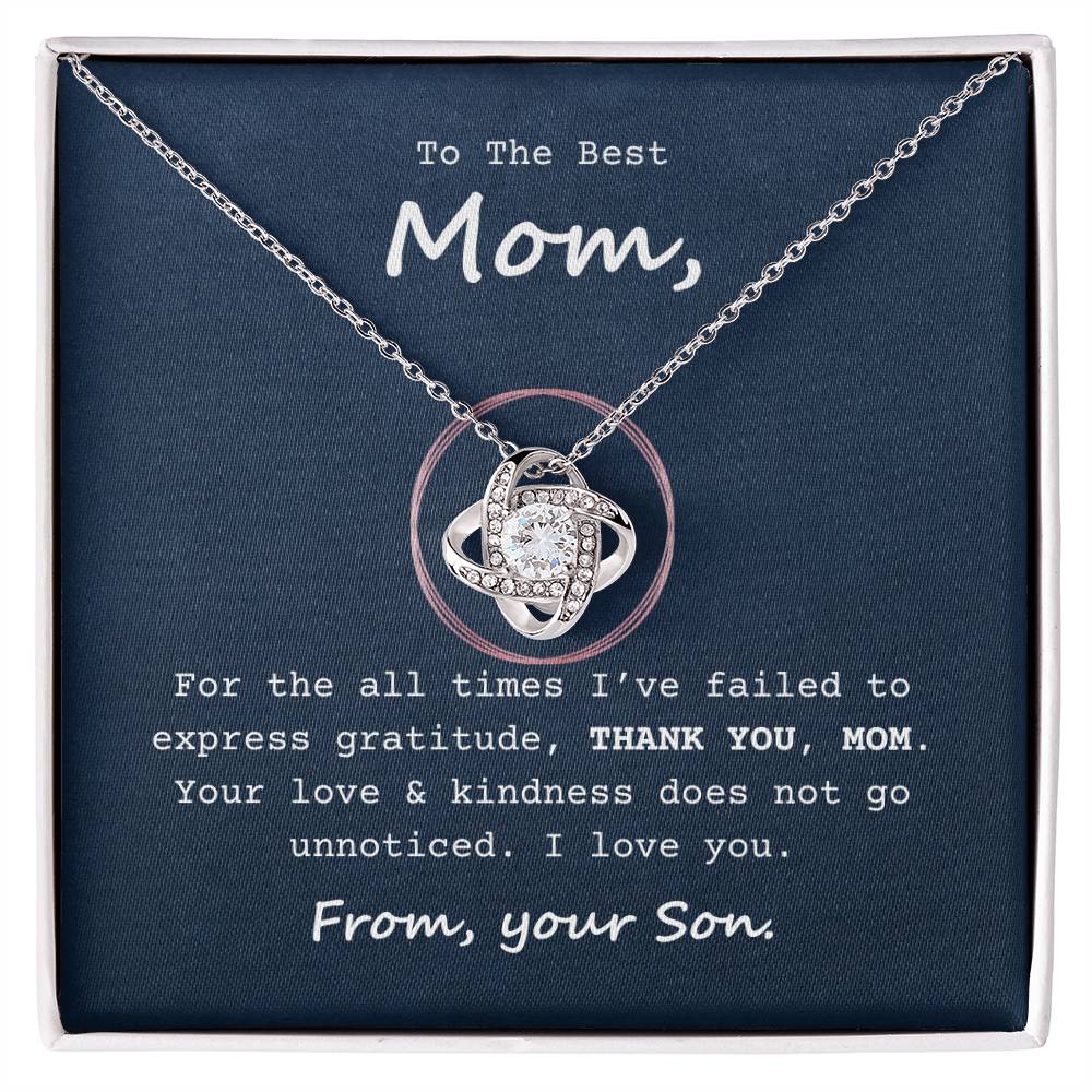 To My Mom Necklace with Message Card - Your Love Does Not Go Unnoticed - Gift From Son