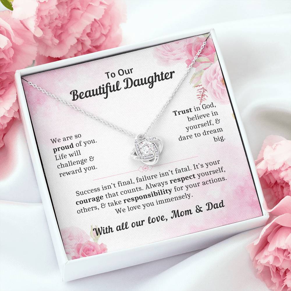 To Our Beautiful Daughter - It's Your Courage That Counts - Birthday / Graduation Necklace