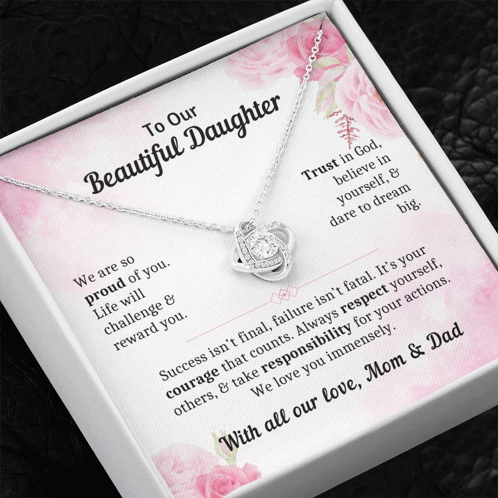 To Our Beautiful Daughter - It's Your Courage That Counts - Birthday / Graduation Necklace