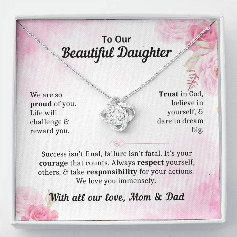 To Our Beautiful Daughter - It's Your Courage That Counts - Birthday / Graduation Necklace