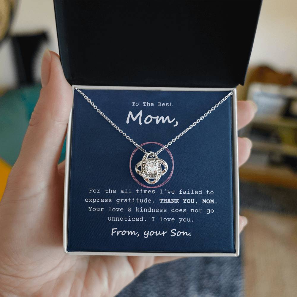 To My Mom Necklace with Message Card - Your Love Does Not Go Unnoticed - Gift From Son