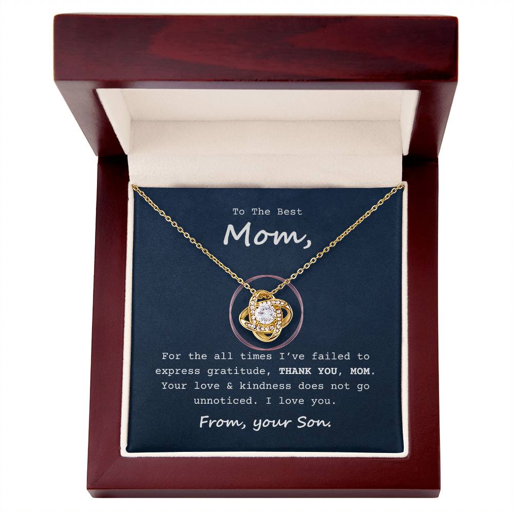 To My Mom Necklace with Message Card - Your Love Does Not Go Unnoticed - Gift From Son