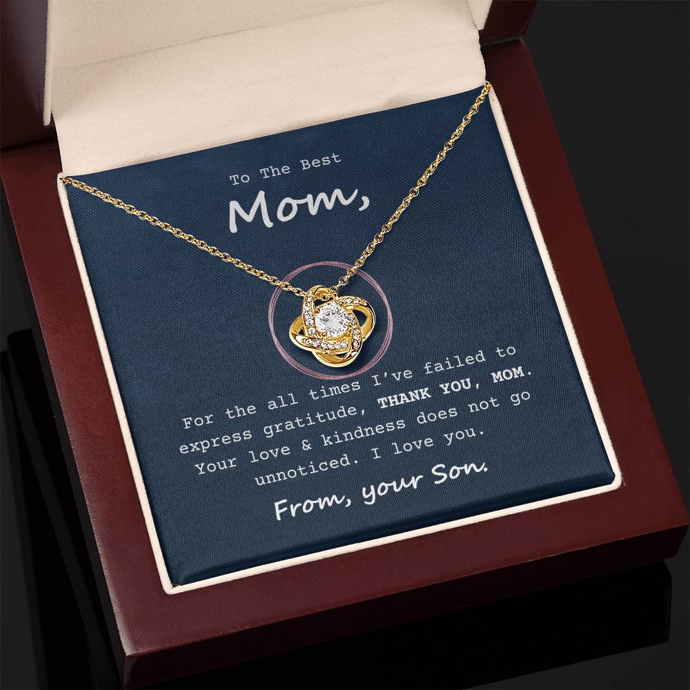 To My Mom Necklace with Message Card - Your Love Does Not Go Unnoticed - Gift From Son