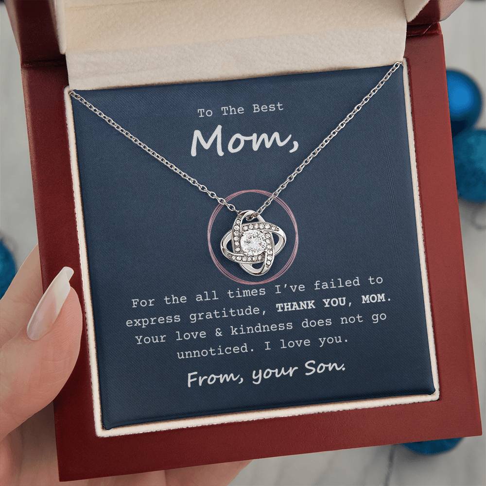 To My Mom Necklace with Message Card - Your Love Does Not Go Unnoticed - Gift From Son
