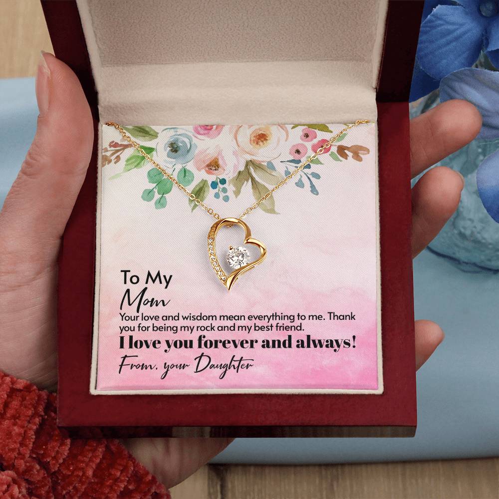 Your Love And Wisdom Mean Everything  Gift Necklace With Message Card - For Mom's Birthday or Any Occasion - From Daughter