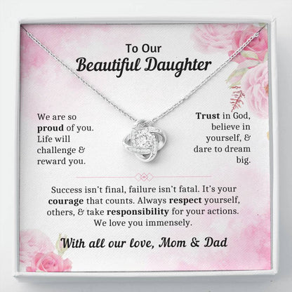 To Our Beautiful Daughter - It's Your Courage That Counts - Birthday / Graduation Necklace