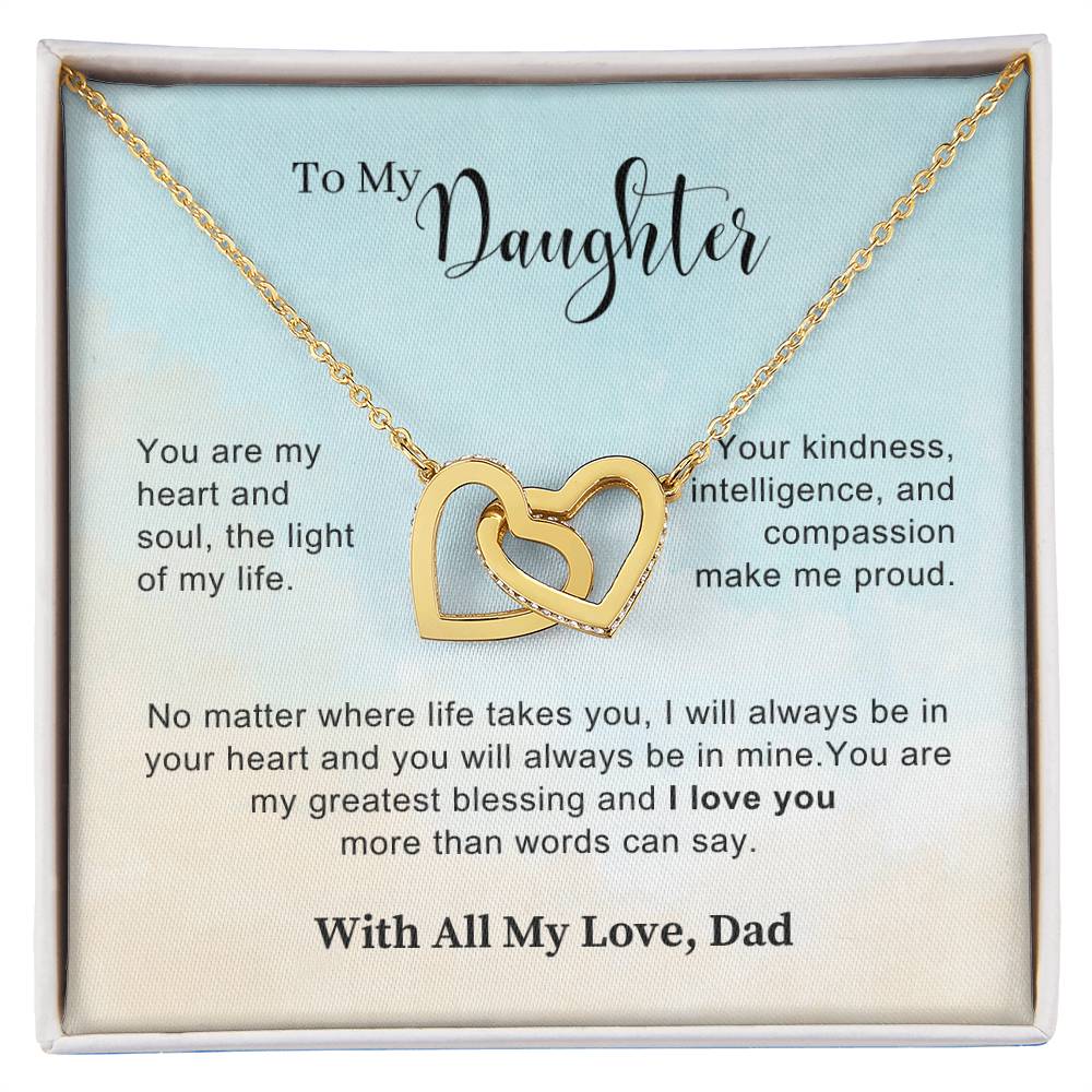 Interlocking Hearts Pendant Necklace - For Daughter - Love Dad