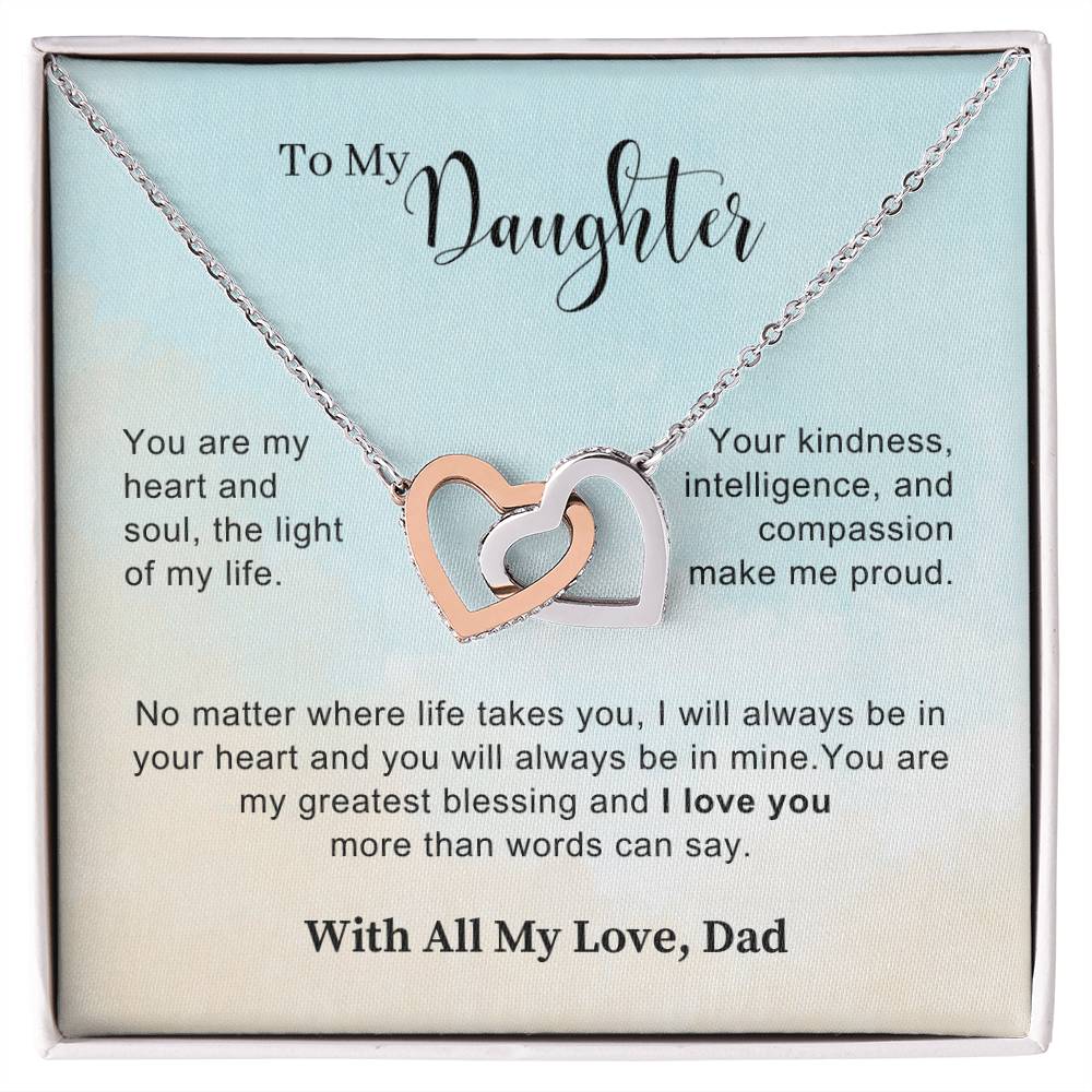 Interlocking Hearts Pendant Necklace - For Daughter - Love Dad