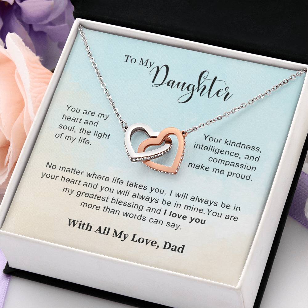 Interlocking Hearts Pendant Necklace - For Daughter - Love Dad